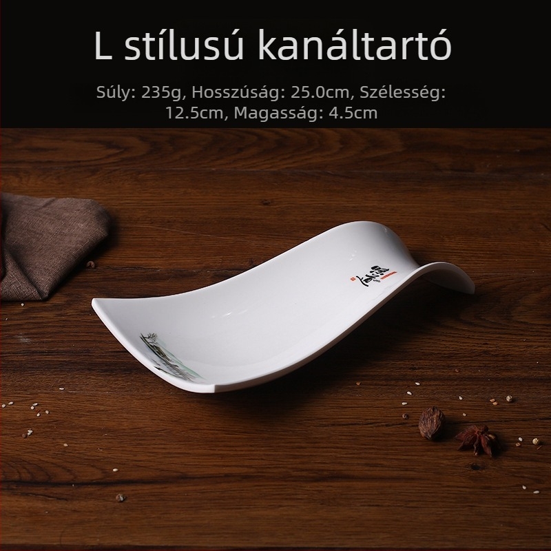 A5 ízletes kreatív melamin tányér – aszimmetrikus forma, porcelánhatású imitáció, étkezésekhez és nassolnivalókhoz