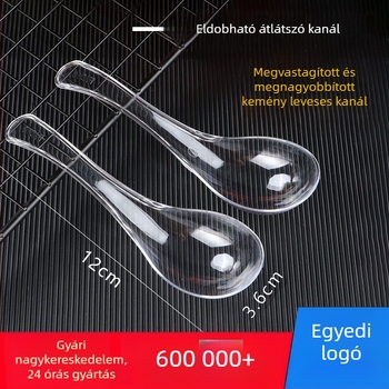 Beihe átlátszó műanyag egyszer használatos kanál, külön csomagolásban, 9×3 cm, vastagított kivitel, leveshez, zabkásához és desszerthez