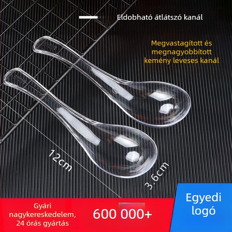 Beihe átlátszó műanyag egyszer használatos kanál, külön csomagolásban, 9×3 cm, vastagított kivitel, leveshez, zabkásához és desszerthez