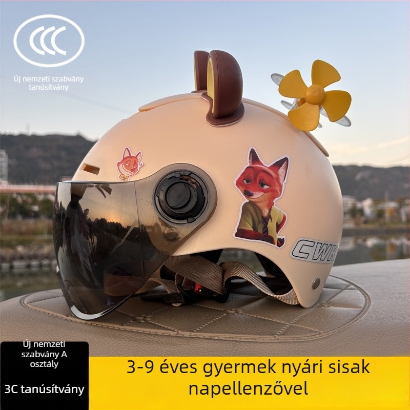 3C-tanúsítvánnyal rendelkező félarcú sisak 3–9 éveseknek, Típus A, uniszex, állítható, ABS műanyagból, kerékpárhoz és elektromos robogóhoz, Chengxing T02