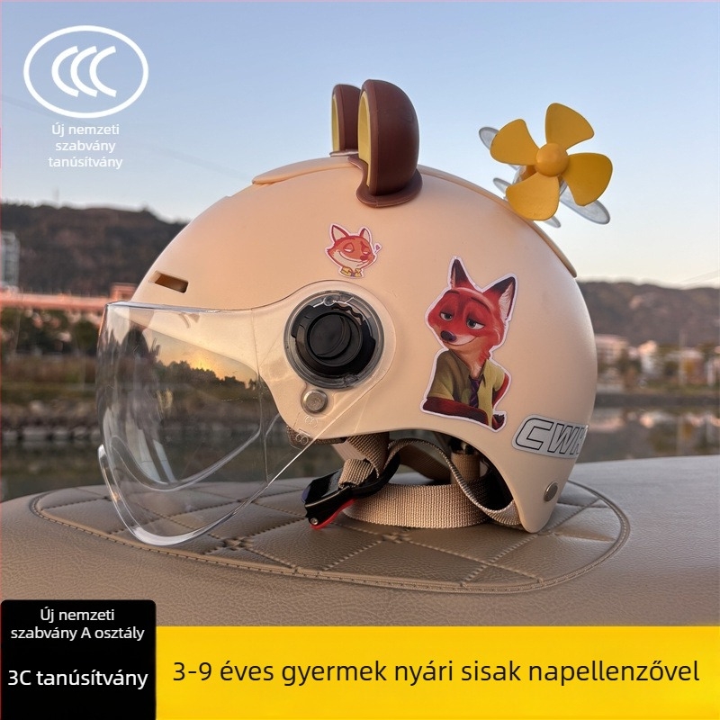3C-tanúsítvánnyal rendelkező félarcú sisak 3–9 éveseknek, Típus A, uniszex, állítható, ABS műanyagból, kerékpárhoz és elektromos robogóhoz, Chengxing T02