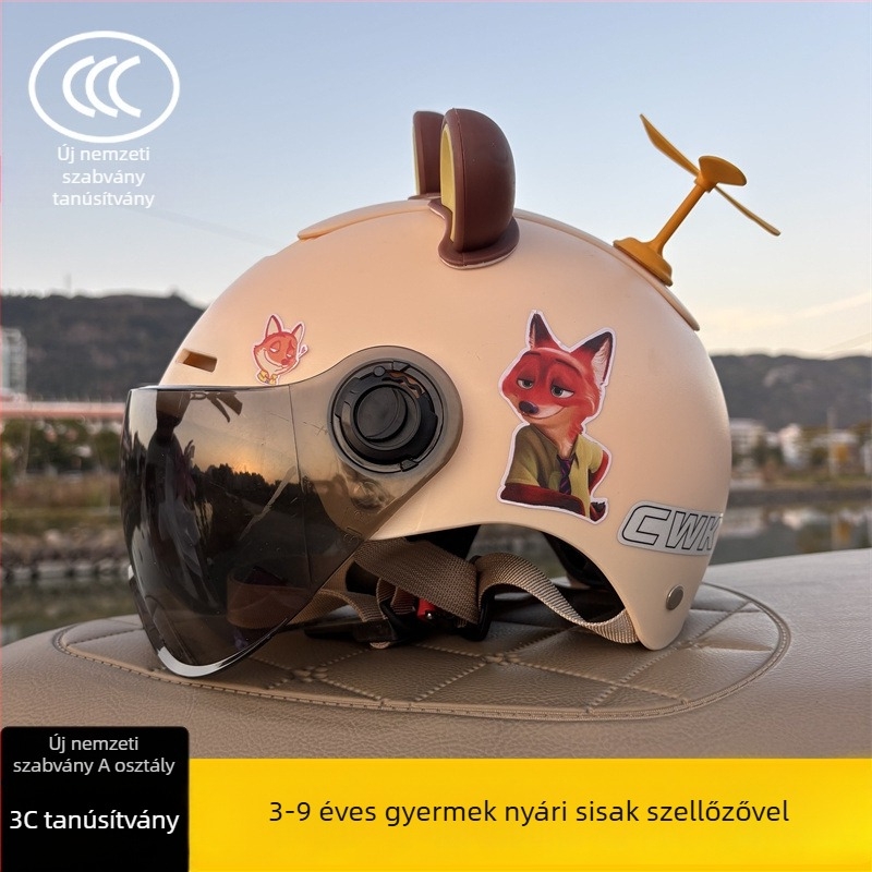 3C-tanúsítvánnyal rendelkező félarcú sisak 3–9 éveseknek, Típus A, uniszex, állítható, ABS műanyagból, kerékpárhoz és elektromos robogóhoz, Chengxing T02