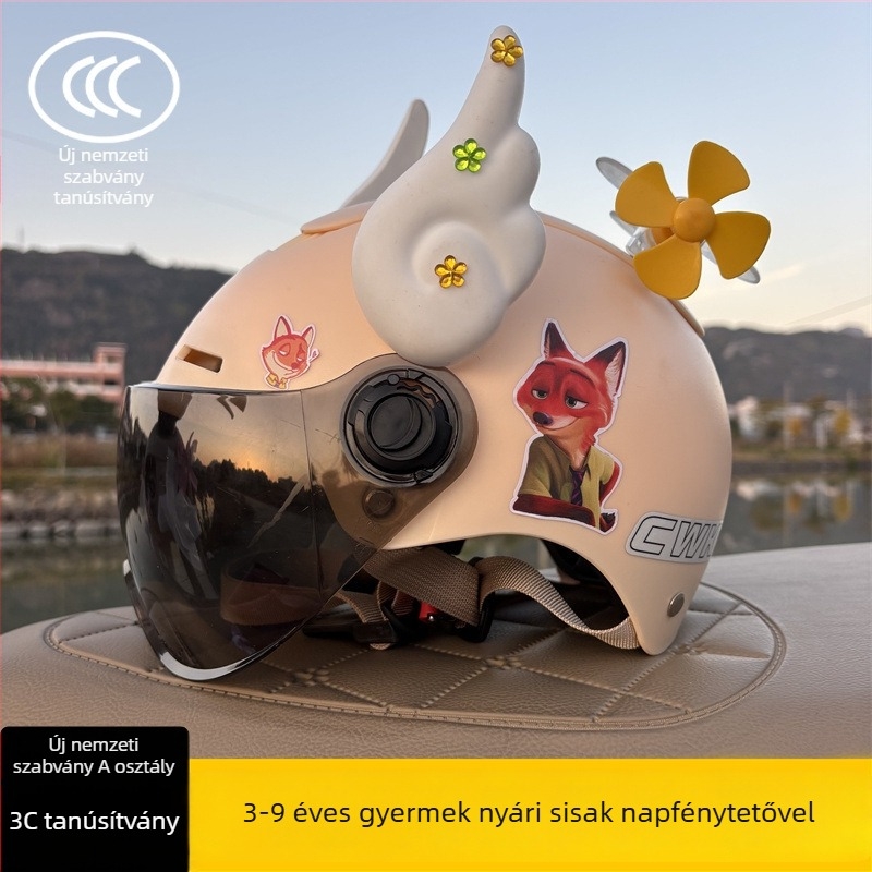 3C-tanúsítvánnyal rendelkező félarcú sisak 3–9 éveseknek, Típus A, uniszex, állítható, ABS műanyagból, kerékpárhoz és elektromos robogóhoz, Chengxing T02