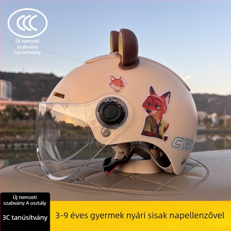 3C-tanúsítvánnyal rendelkező félarcú sisak 3–9 éveseknek, Típus A, uniszex, állítható, ABS műanyagból, kerékpárhoz és elektromos robogóhoz, Chengxing T02