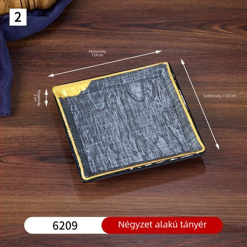 Japán stílusú melamin étkészlet – kerek tányérok grillhez, steakhez, sushihoz, nyugati ételekhez, desszertekhez, hideg ételekhez és sült rizshez