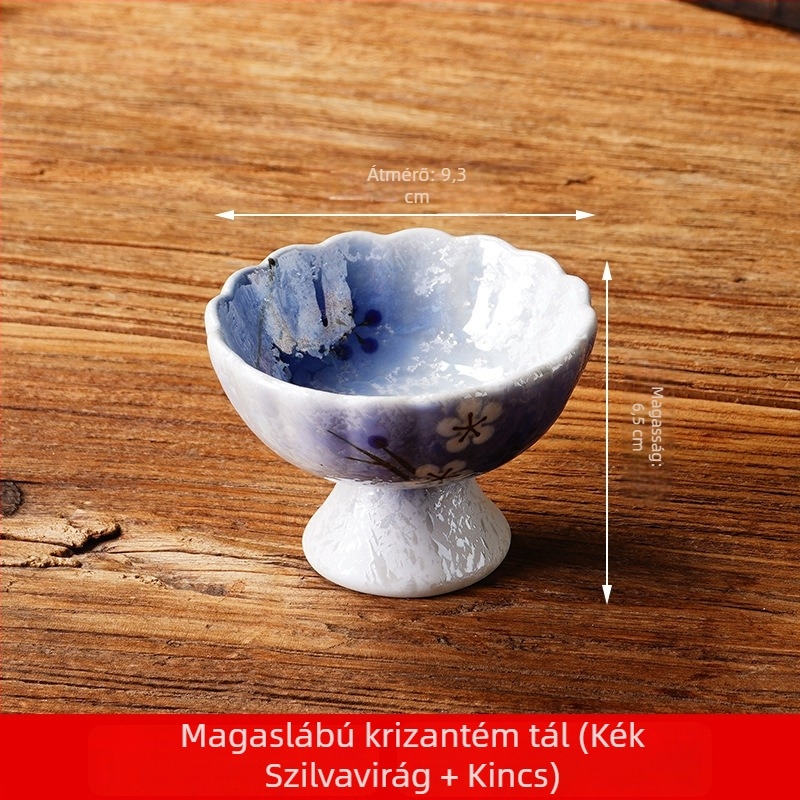 Japán stílusú magas lábú előételes tál, kreatív nassolnivaló tál, személyre szabható kis tál, porcelán étkészlet, sashimi dekorációs pohár