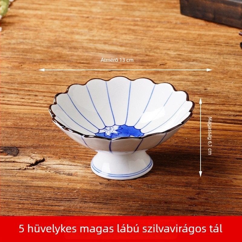 Japán stílusú magas lábú előételes tál, kreatív nassolnivaló tál, személyre szabható kis tál, porcelán étkészlet, sashimi dekorációs pohár