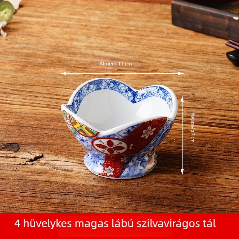 Japán stílusú magas lábú előételes tál, kreatív nassolnivaló tál, személyre szabható kis tál, porcelán étkészlet, sashimi dekorációs pohár
