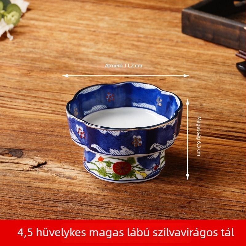 Japán stílusú magas lábú előételes tál, kreatív nassolnivaló tál, személyre szabható kis tál, porcelán étkészlet, sashimi dekorációs pohár