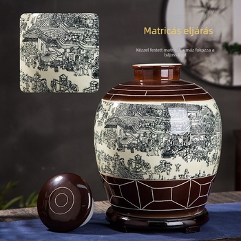 Jingdezhen kerámia boros tartály, zárt, Qingming stílusú, háztartási használatra