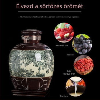 Jingdezhen kerámia boros tartály, zárt, Qingming stílusú, háztartási használatra