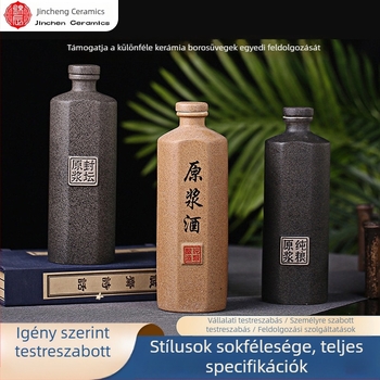 Jingdezhen kerámia borosüveg matt felülettel és gravírozott logóval, 0,5 kg