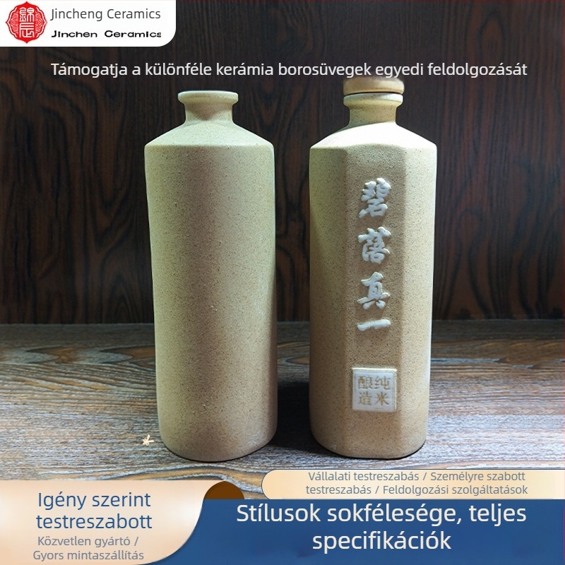 Jingdezhen kerámia borosüveg matt felülettel és gravírozott logóval, 0,5 kg