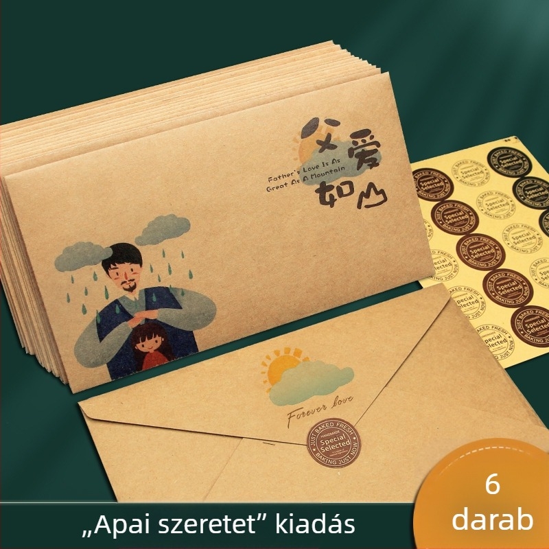 Kraftpapír retro boríték – Köszönő kártya nyugati stílusú borítékkal, Anyák napjára, Apák napjára, Tanárnapra és Valentin-napra