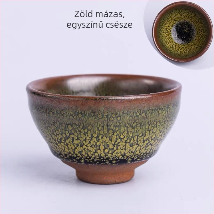 Jianyang teáscsésze vasból készült, zöld fácán mintával, Zhang Guoping – ajándékdobozos készlet