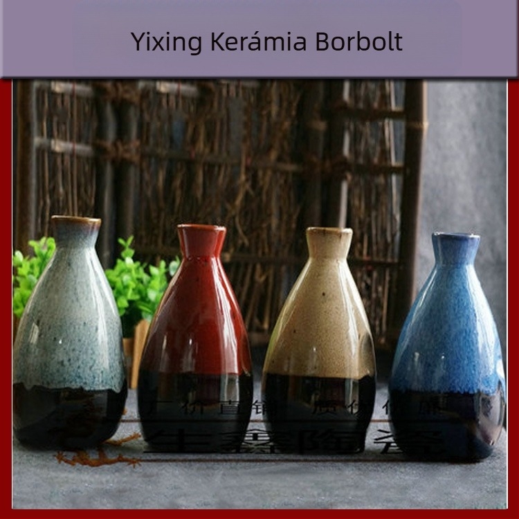 Yixing lila agyag kerámia borosüveg, magas Kürt formájú, kapacitása körülbelül 500 ml, otthoni használatra