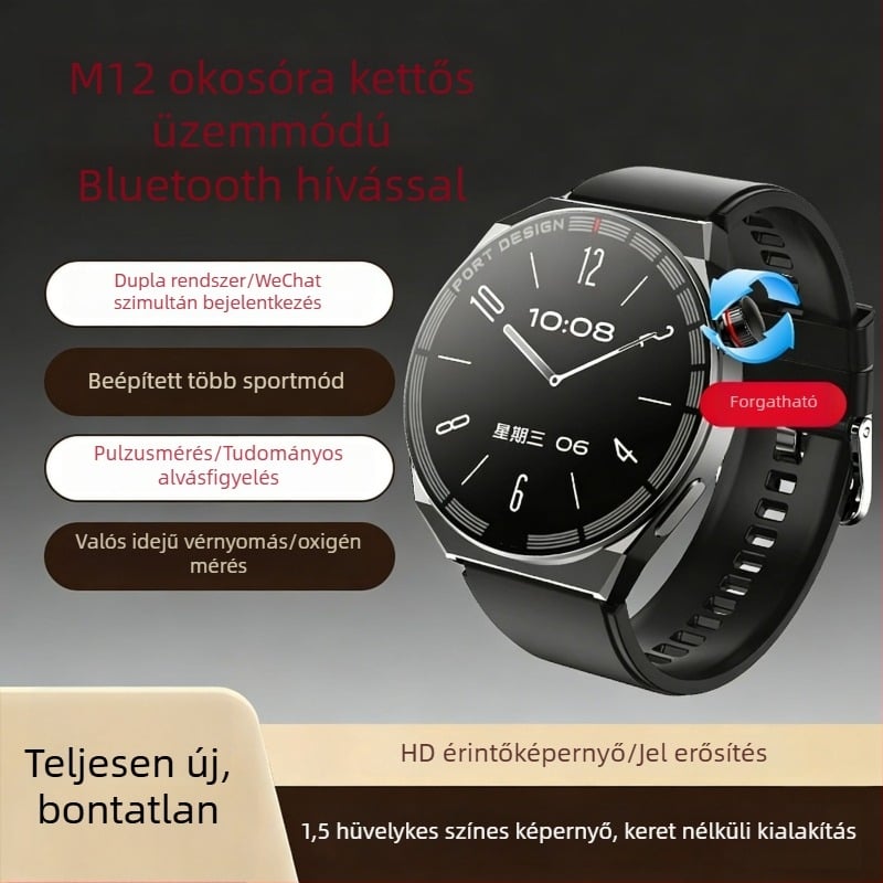M12 Bluetooth okosóra, multifunkcionális, fitnesz nyomon követésével és vezeték nélküli hívásokkal, személyre szabható dizájn