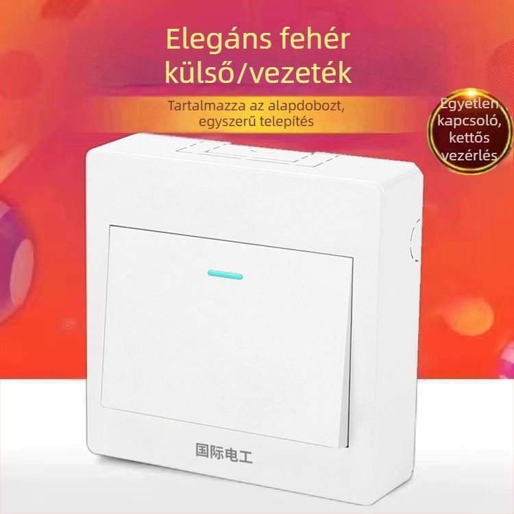Ultra vékony felületre szerelt kapcsoló- és aljzatpanel, vezetékházzal, háztartási falikarhoz