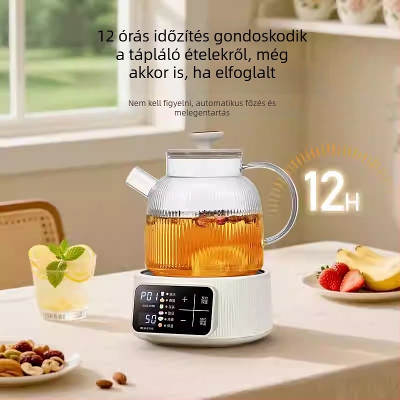 Hemisphere egészséges teáskanna, 1,5 l, üvegtest, virágtea készítő, érintéses vezérlés