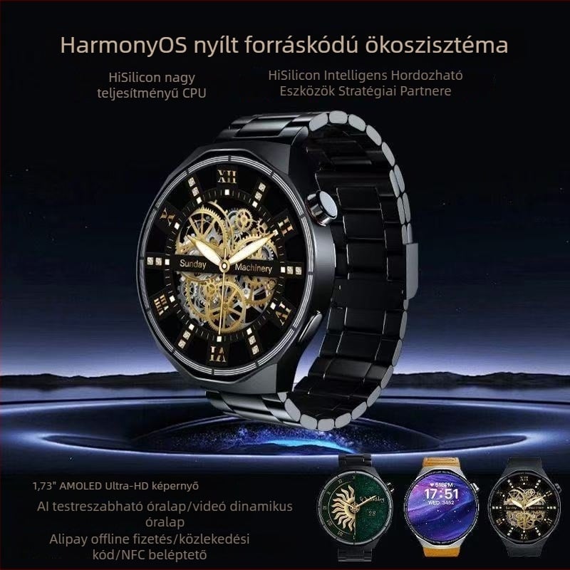 2026-os új okosóra HarmonyOS rendszerrel, HiSilicon chip, pulzusmérés, vérnyomás, vércukormérés és hívás funkció