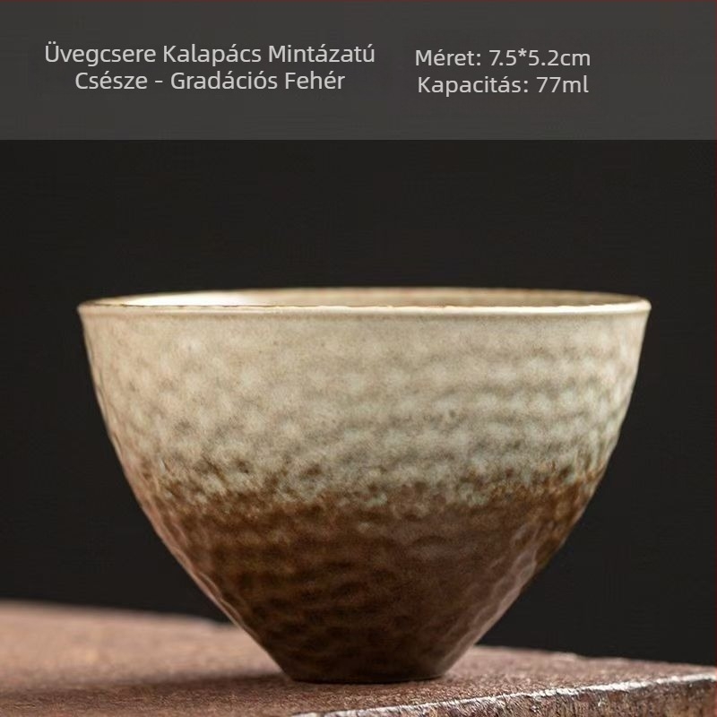 Kalapácsos mintázatú durva kerámia teáscsésze, Jian Zhan stílusú, japán dizájn állvánnyal