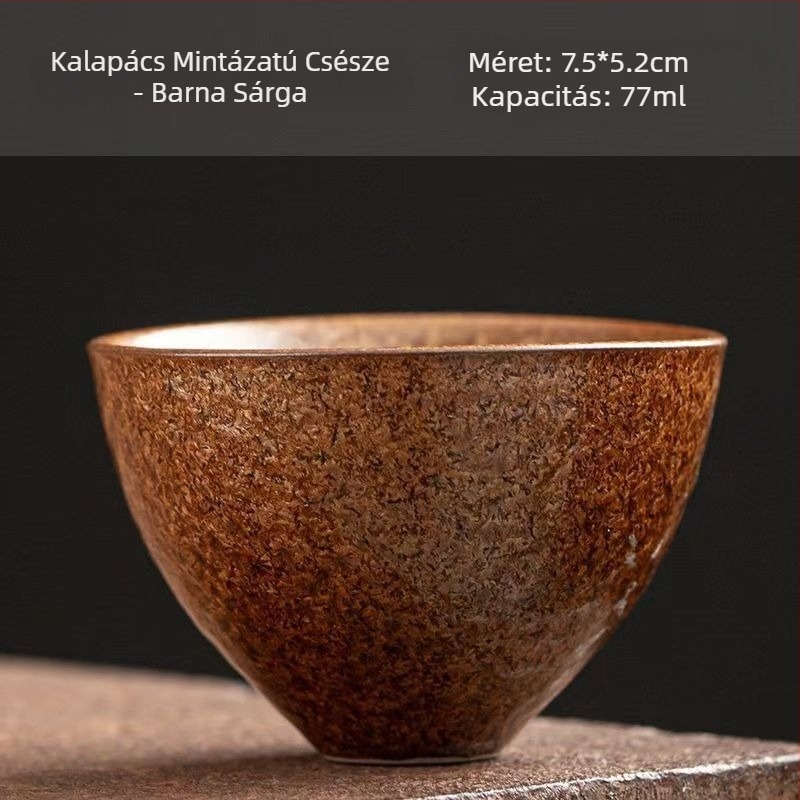 Kalapácsos mintázatú durva kerámia teáscsésze, Jian Zhan stílusú, japán dizájn állvánnyal