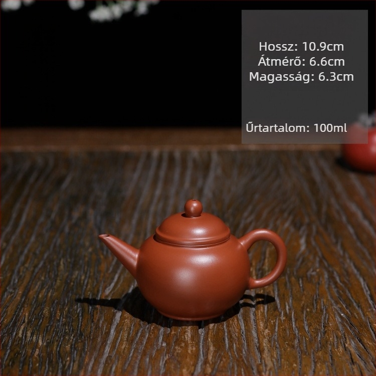 Kézzel készített vörös agyag teáskanna otthoni tea készítéséhez, MuGu Kung Fu stílus, kis teáskanna körtés formával: rövid körte, lapos körte és pomelo formájú.