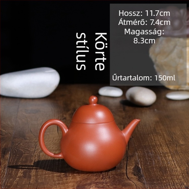 Kézzel készített vörös agyag teáskanna otthoni tea készítéséhez, MuGu Kung Fu stílus, kis teáskanna körtés formával: rövid körte, lapos körte és pomelo formájú.