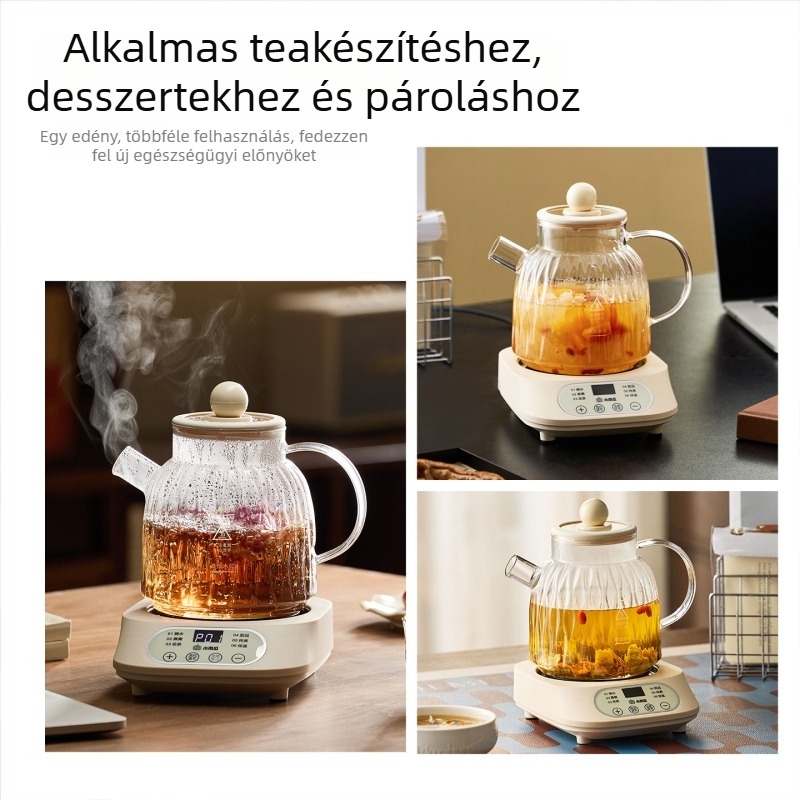 Small Pumpkin egészséges teáskanna – kompakt üveg teáskanna automata, hőszigetelt, többfunkciós, otthoni használatra