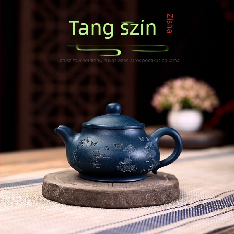 Kézzel készített Pan-stílusú teáskanna Tianqing agyból, Lotus Pond Moonlight dizájn