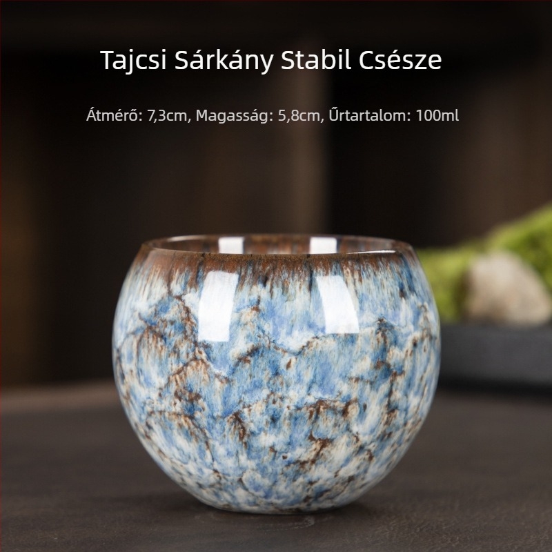 Jian Zhan kerámia teáscsésze sárkány-láb alapú, tojás alakú, virágos teás készlet, egyszemélyes csésze