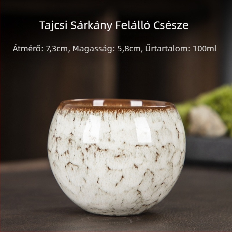 Jian Zhan kerámia teáscsésze sárkány-láb alapú, tojás alakú, virágos teás készlet, egyszemélyes csésze