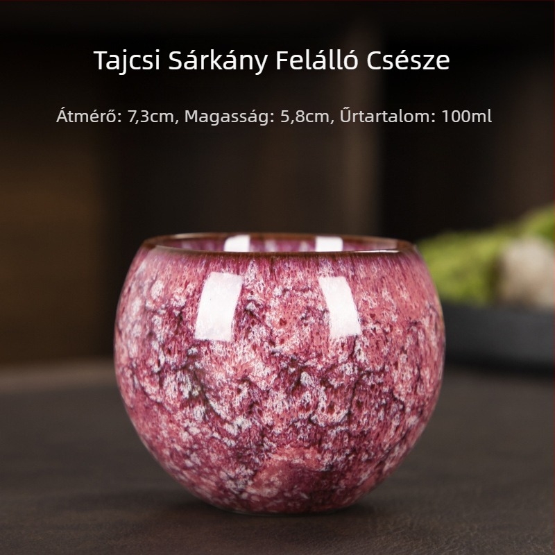 Jian Zhan kerámia teáscsésze sárkány-láb alapú, tojás alakú, virágos teás készlet, egyszemélyes csésze