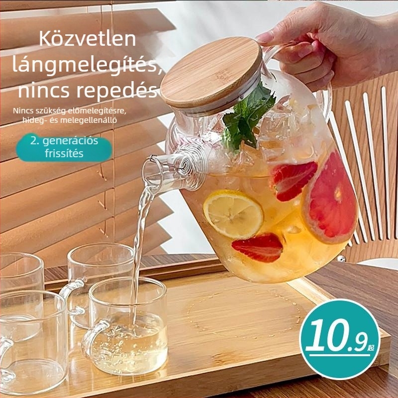 Üveg teáskanna virágos teához