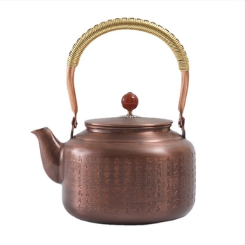 A Szív Szútrától inspirált réz teáskanna, vintage stílus, otthoni és irodai használatra, vízforraló funkcióval, zen design