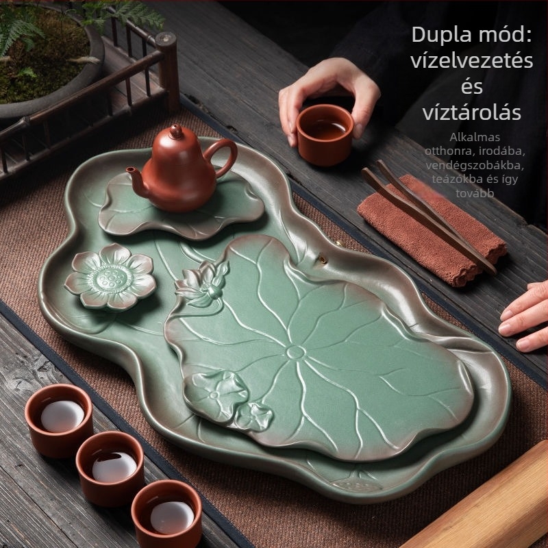 2025 Új otthoni teás tálca, kompakt kerámia, retro stílusú Kung-Fu teás asztal a nappaliba