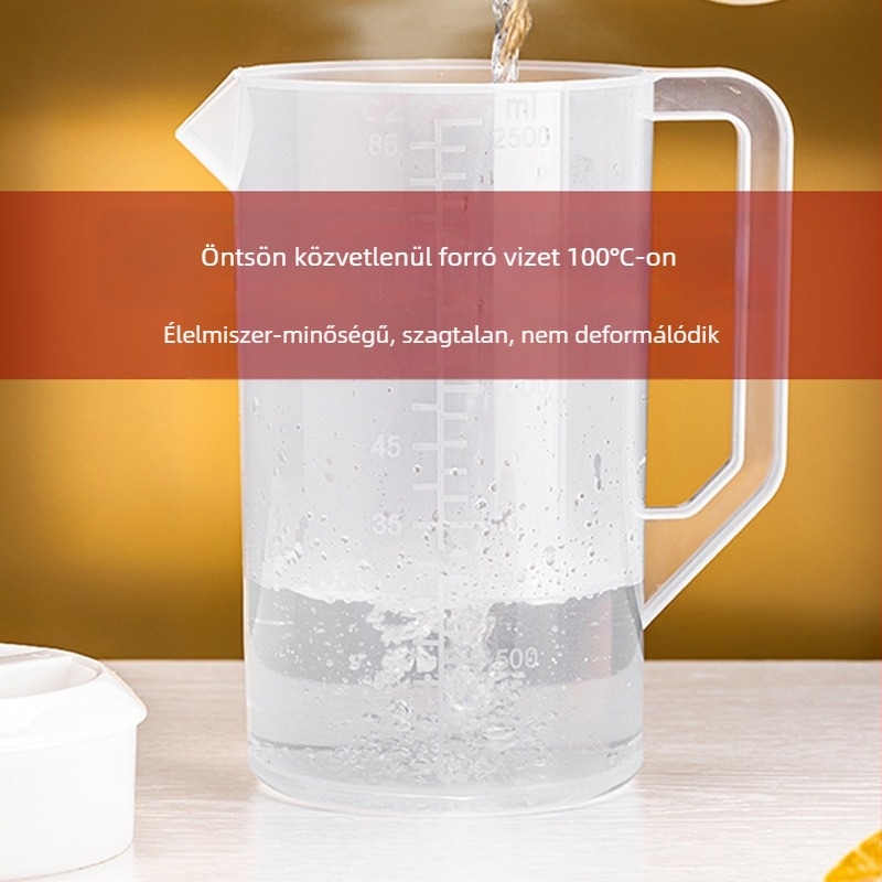 5000 ml hideg víz és tea adagoló, mérőskálával, élelmiszer-minőségű, hőálló, jégkristályos mintázatú, PP műanyag