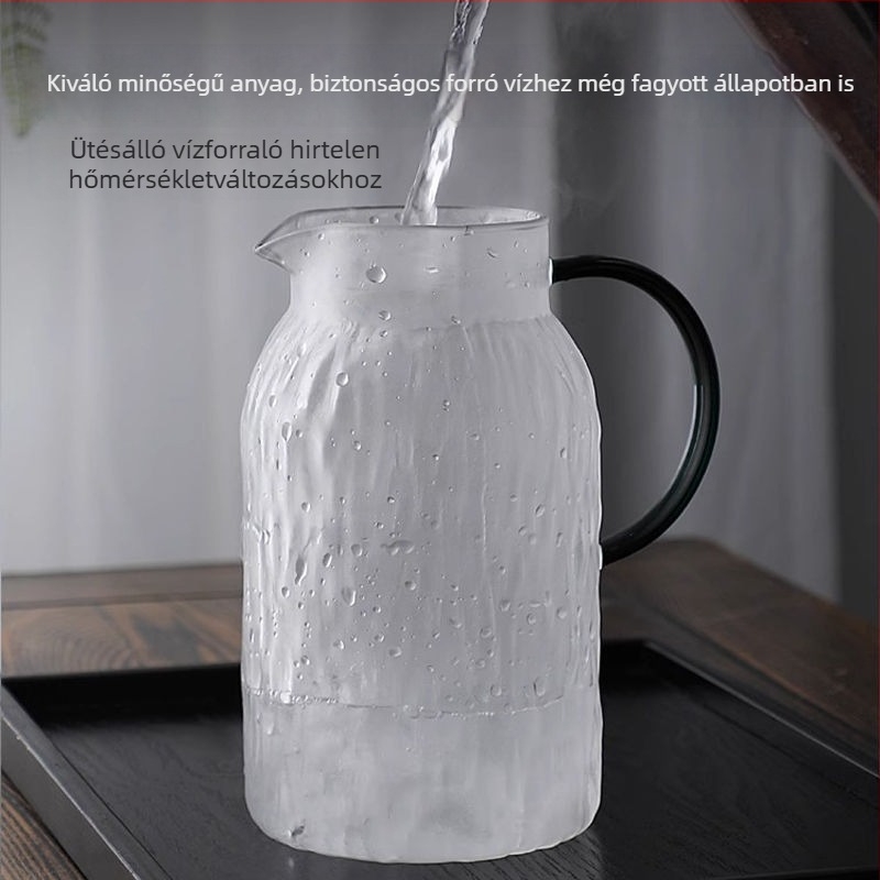 Boroszilikát üvegből készült hidegvíz-kanna fa kérges mintázattal, nagy kapacitású otthoni használatra, gyümölcstea-üveg kanna elegáns dizájnnal