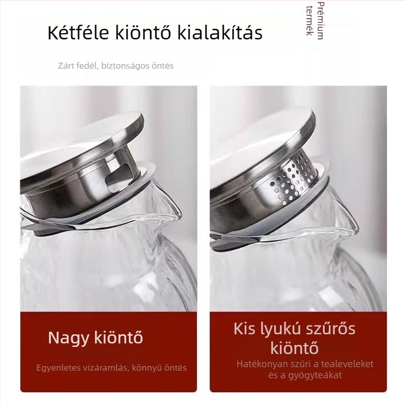 Boroszilikát üvegből készült hidegvíz-kanna fa kérges mintázattal, nagy kapacitású otthoni használatra, gyümölcstea-üveg kanna elegáns dizájnnal