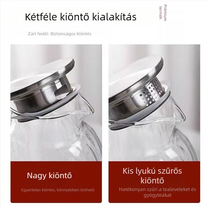 Üvegvízforraló, fa textúrájú mintázatú, hőálló, nagy kapacitású, otthoni teázó készlet