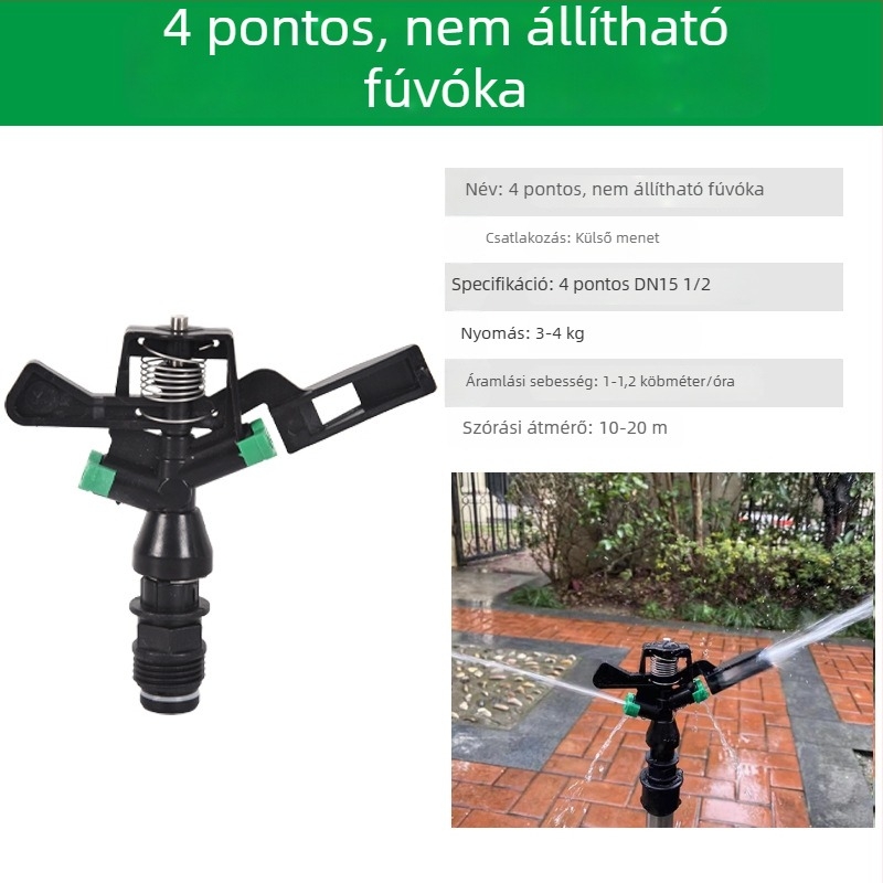 360°-os forgó öntözőfej gyephez, öntözéshez, lengő karos kivitel