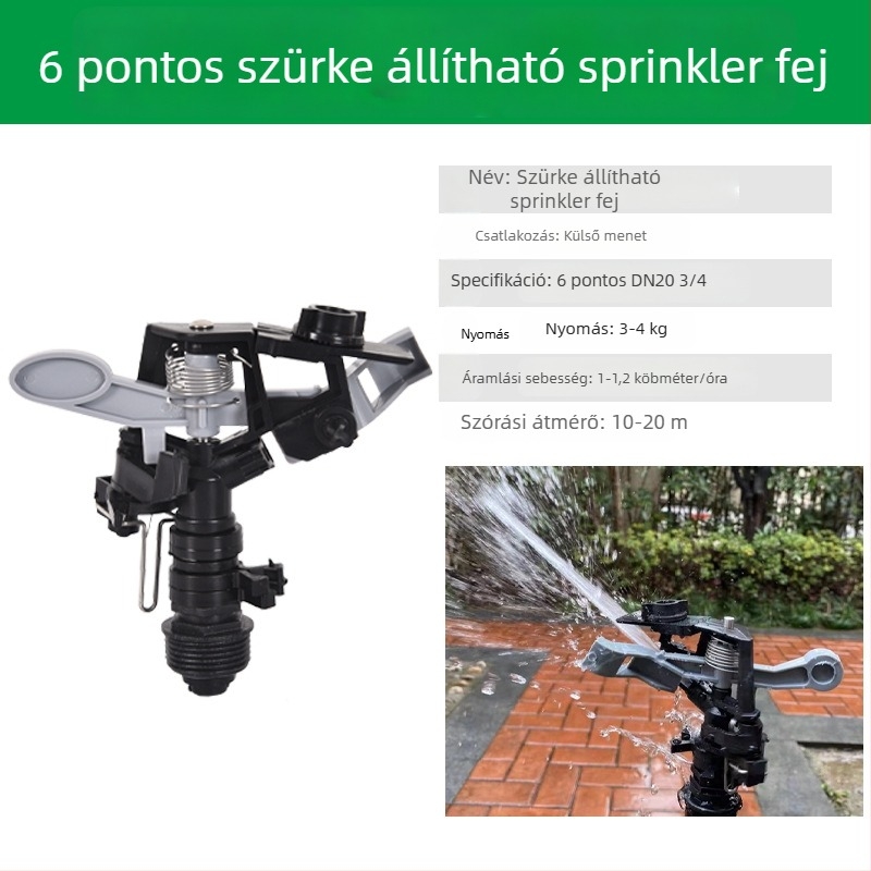 360°-os forgó öntözőfej gyephez, öntözéshez, lengő karos kivitel