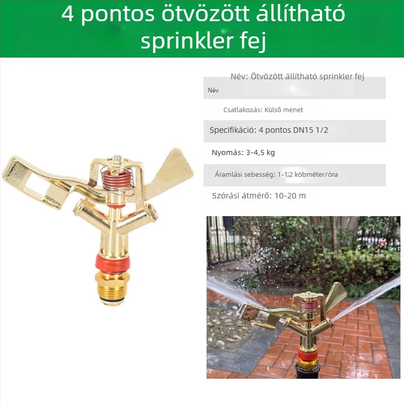 360°-os forgó öntözőfej gyephez, öntözéshez, lengő karos kivitel