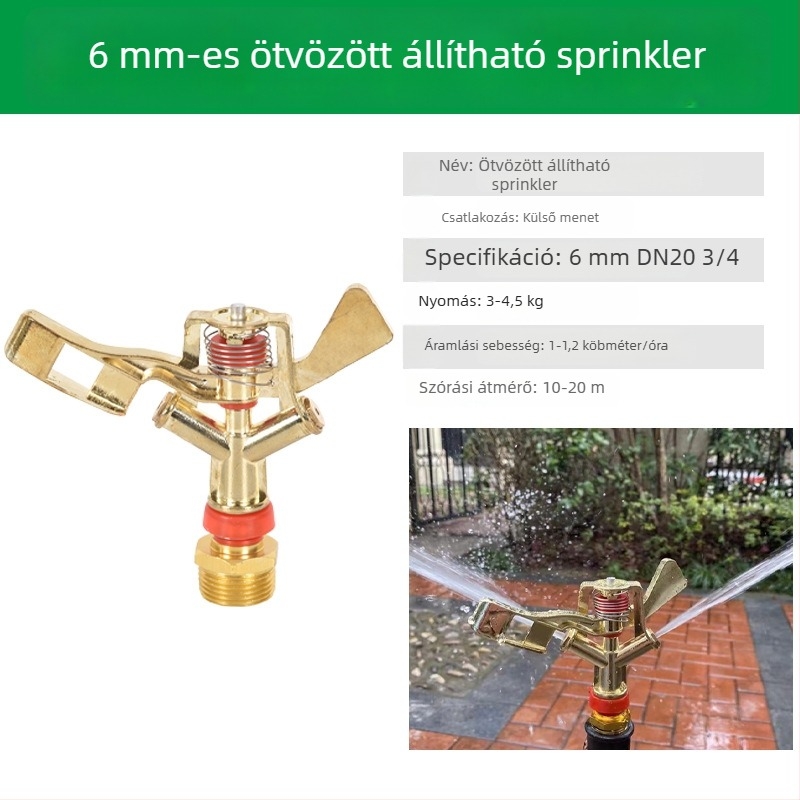 360°-os forgó öntözőfej gyephez, öntözéshez, lengő karos kivitel