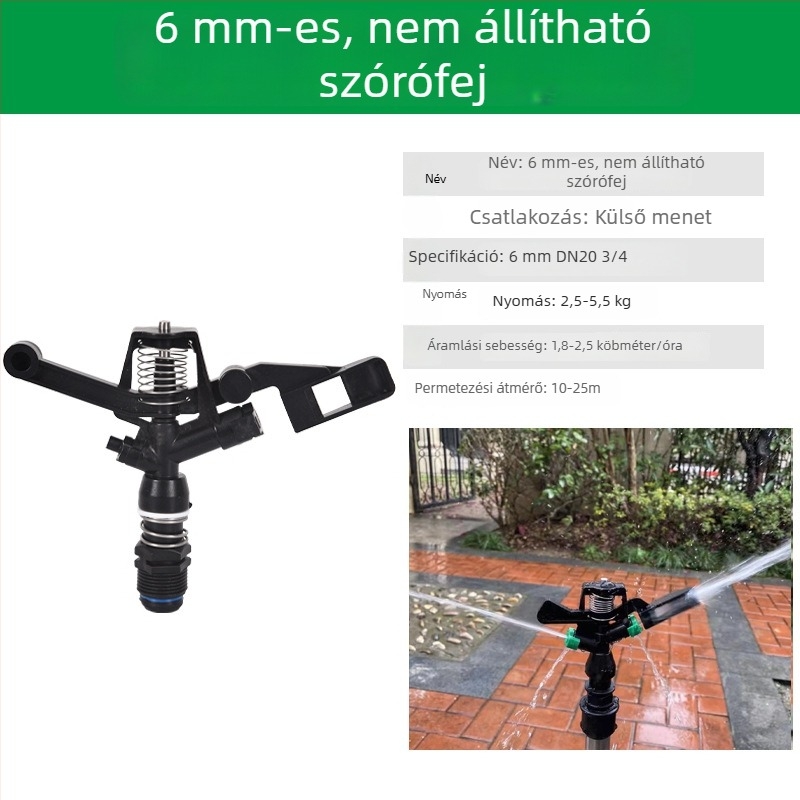 360°-os forgó öntözőfej gyephez, öntözéshez, lengő karos kivitel