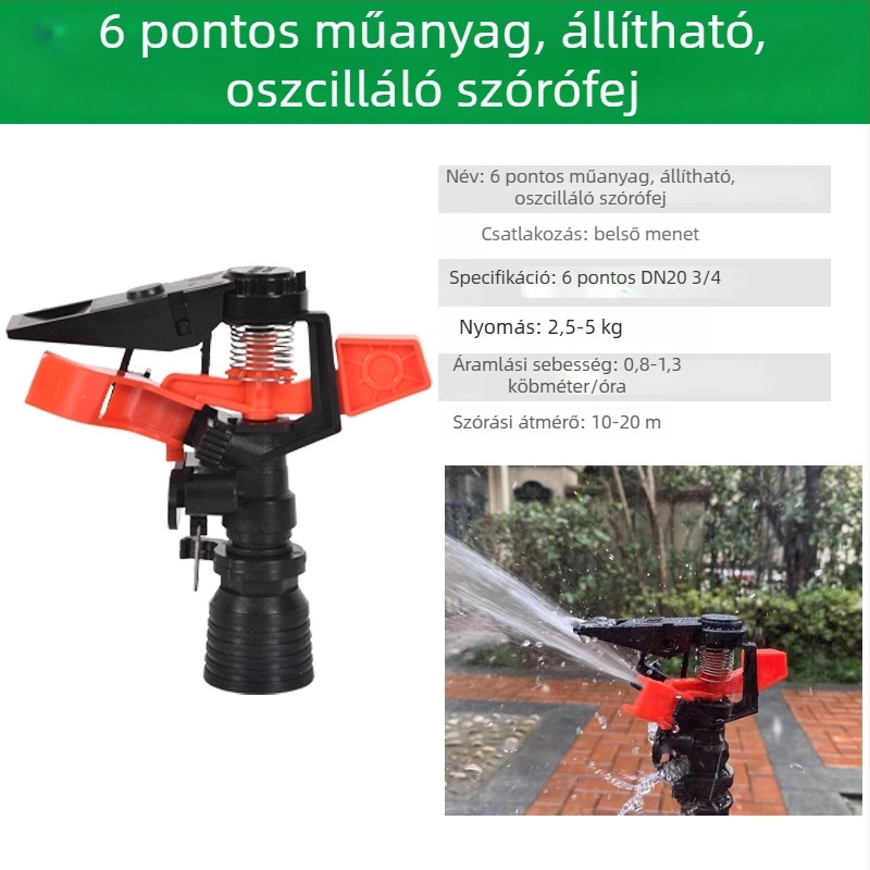 360°-os forgó öntözőfej gyephez, öntözéshez, lengő karos kivitel