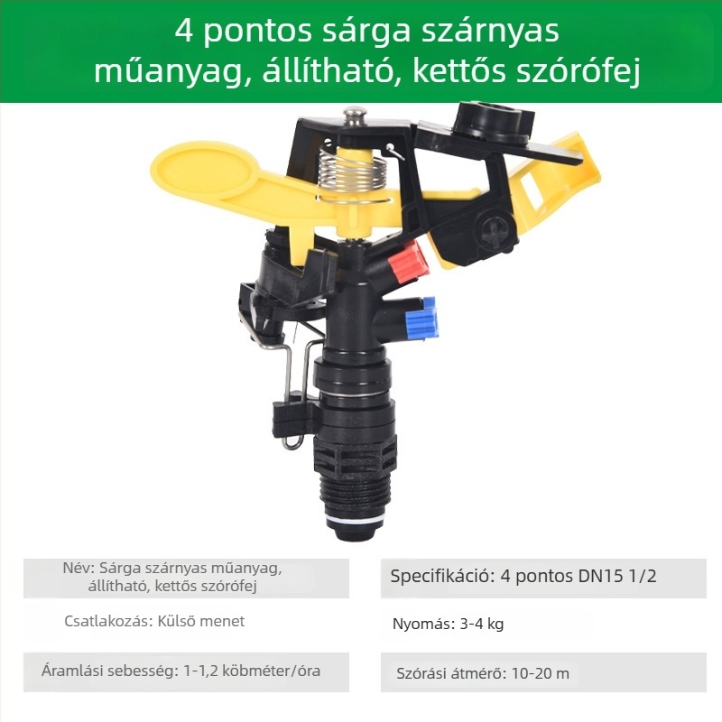 360°-os forgó öntözőfej gyephez, öntözéshez, lengő karos kivitel