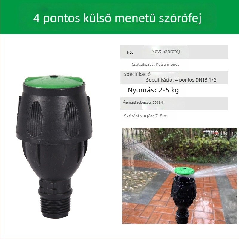 360°-os forgó öntözőfej gyephez, öntözéshez, lengő karos kivitel