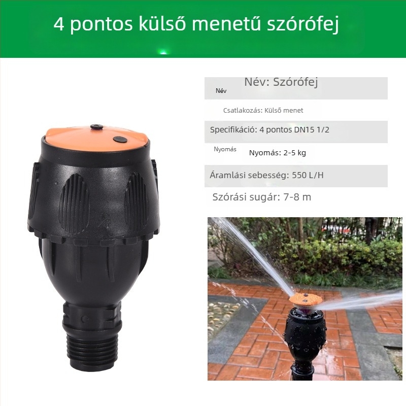 360°-os forgó öntözőfej gyephez, öntözéshez, lengő karos kivitel