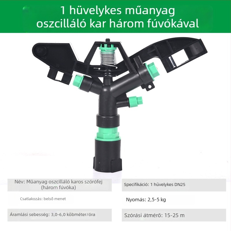 360°-os forgó öntözőfej gyephez, öntözéshez, lengő karos kivitel
